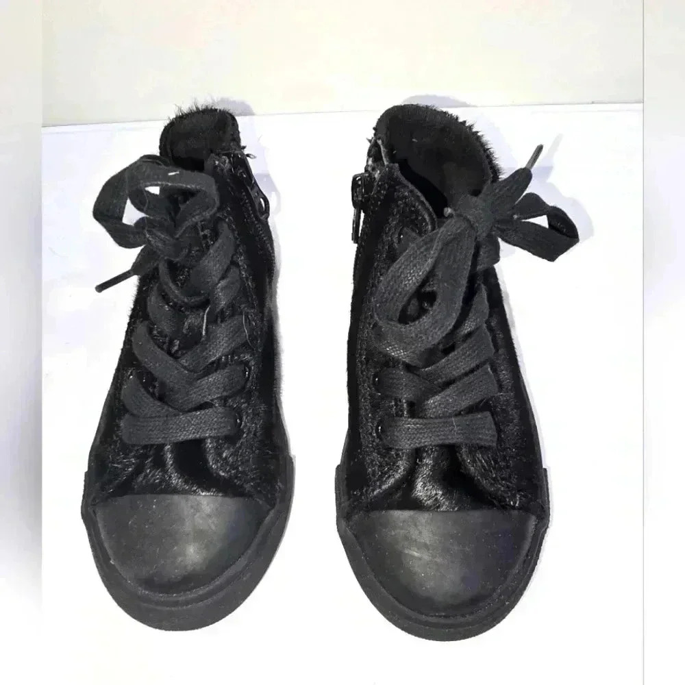 AKID brand black pony hair hightop shoes Sz 8c